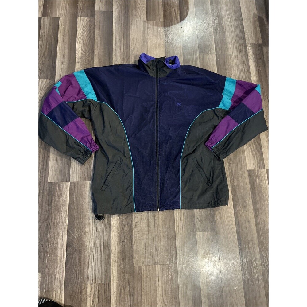 Vtg‎ JCPenny USA Olympics Jogger Men's XL Teal Red ColorBlock Windbreaker Jacket